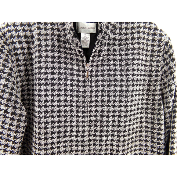 Drapers and Damons Women’s P Large Jacket Blazer  Black and white Zip Up - Picture 2 of 7